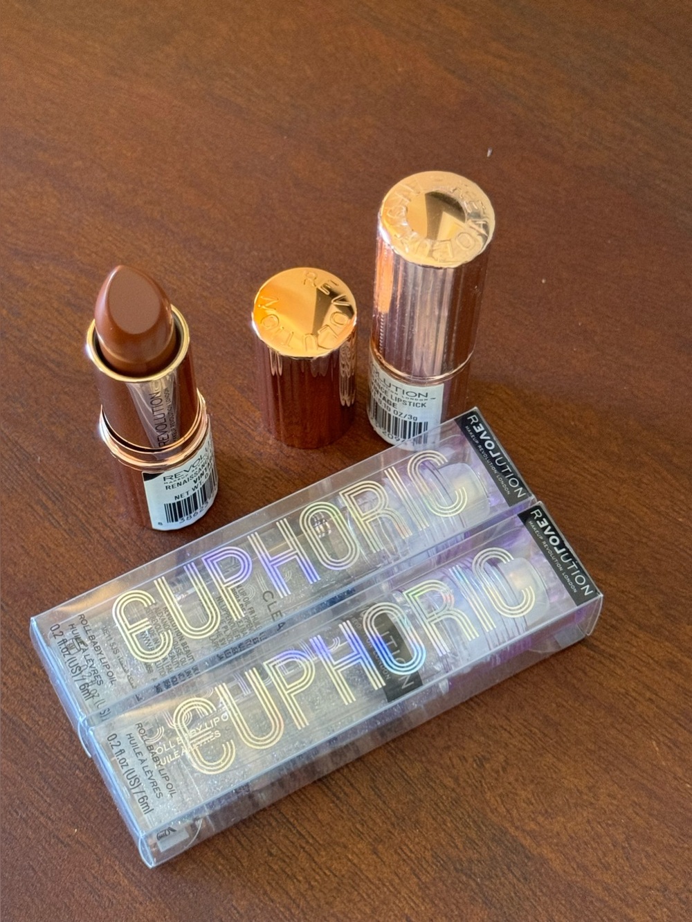 Bundle of 4- Revolution EUPHORIC Gloss and Lipstick NIB!